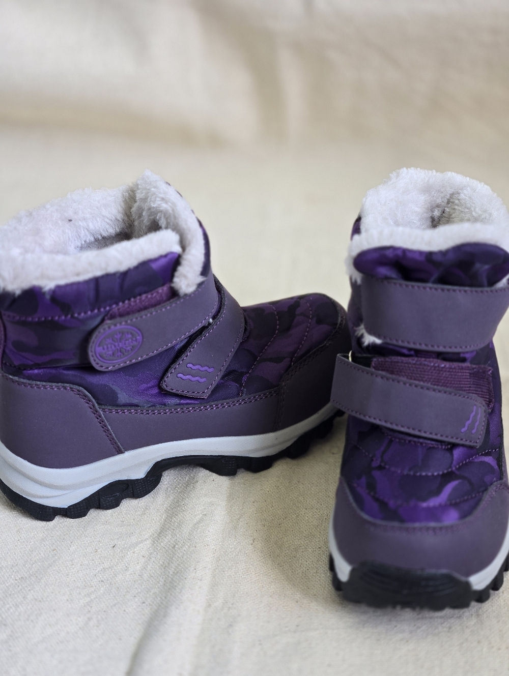 Ubfen Kids Purple Winter Boots with Faux Fur Lining